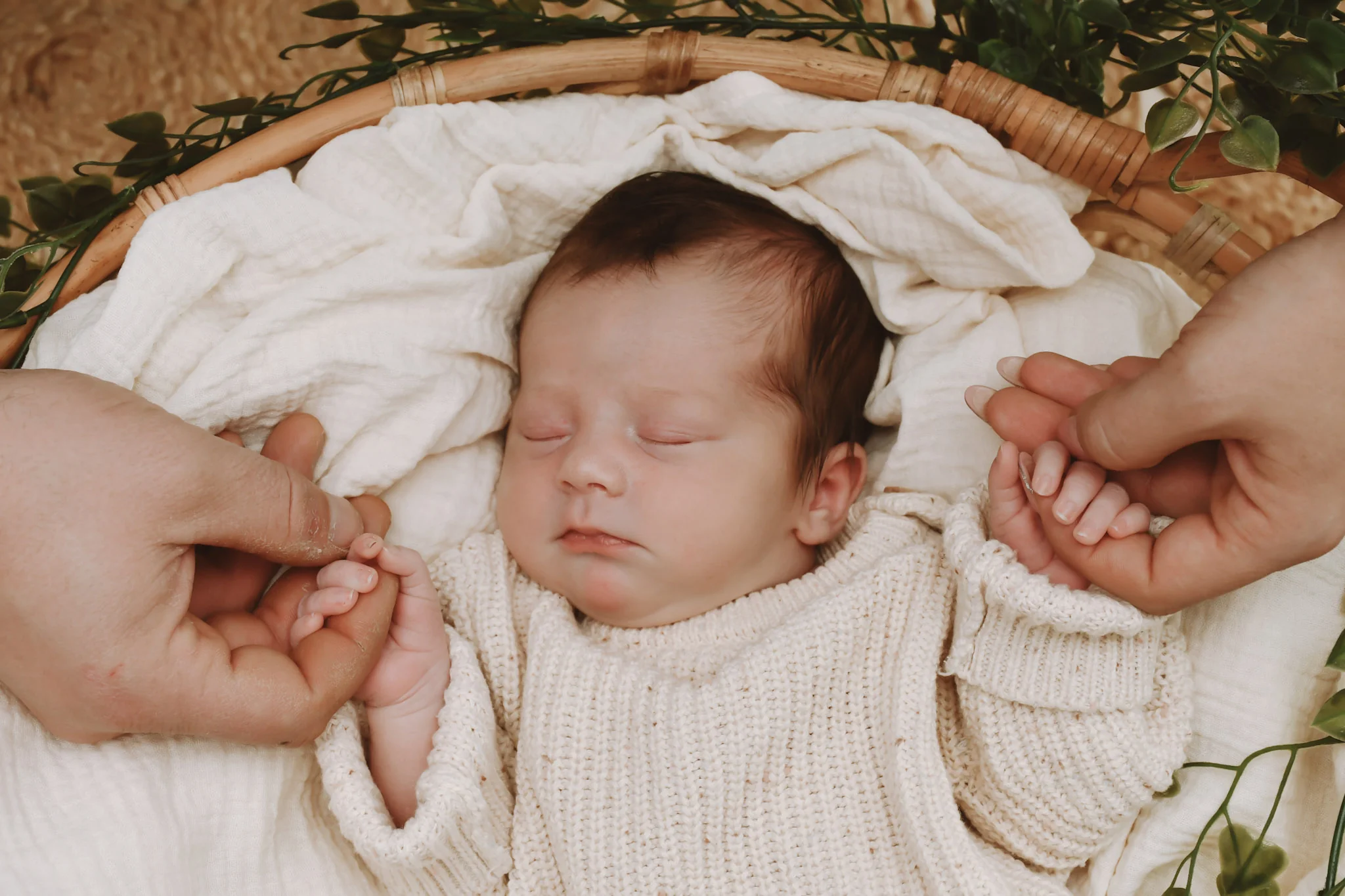 Familienfotografie Nordhausen – Eltern mit Baby im Korb